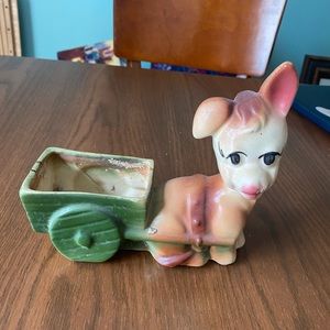 Vintage Planter, donkey pulling cart